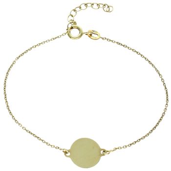 Pozłacana bransoletka srebrna 925 B 0824-GOLD z okrągłą blaszką 1,1 cm. Lekka 1,30 g, długość 17 cm + 3 cm regulacji, zapięcie na karabińczyk. Elegancka, modna i idealna na prezent.1.jpg